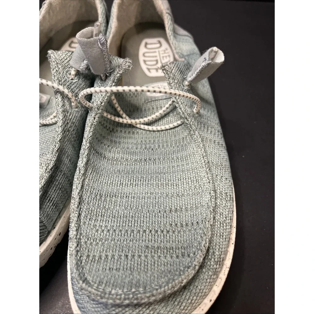 Hey Dude Wendy Sport Mesh Shoes Women Size 7 Light Blue Casual Relaxed Slip On
